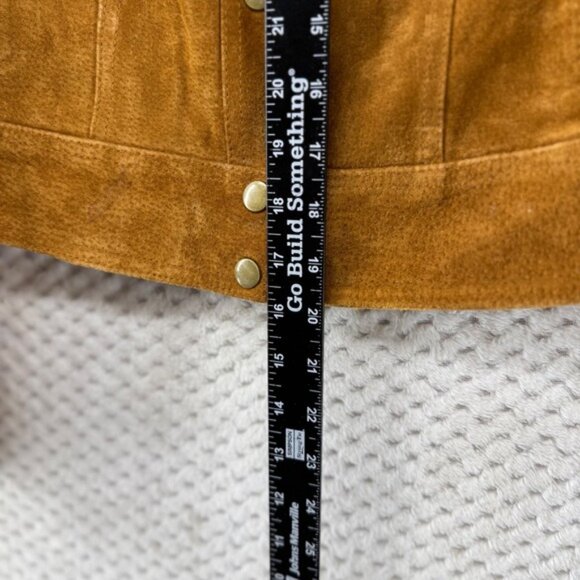 Forever 21 Suede Leather Jacket Rust Brown Trucker Full Zip Pockets Womens Small - Picture 4 of 6